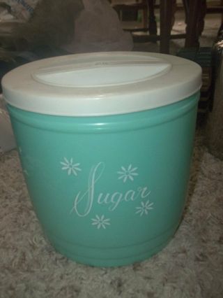 Vintage Turquoise Sugar Canister 6 1/2 X 7 "