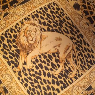 Rare Gianni Versace Pillow Made In Italy Silk Lion Tiger Cheetah Print