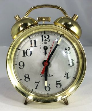 Vintage Westclox Brass Double Bell On Top Wind - Up Alarm Clock -