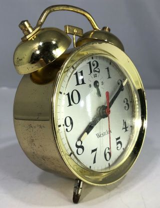 Vintage Westclox Brass Double Bell On Top Wind - Up Alarm Clock - 3