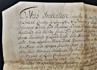 1755 Antique Colonial Land Deed Wm Mccasland Leacock Lancaster Pa Makey