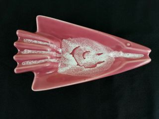 Plymouth Products Pottery R - 30 Mid - Century Ashtray Pink Teardrop Fish 8 "