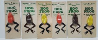6 Vintage Weedless Hollow Body Frog Lure 1960s Hydro Lures Hog Frog Nos