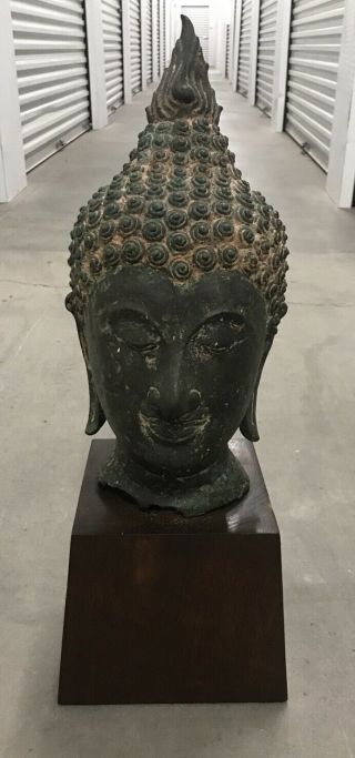 Fine Antique Thai Bronze Buddha Head Sculpture Work Of Art Estate Find Nr