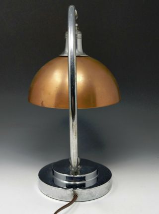 1930s Machine Age Streamline Art Deco CHROME & COPPER DESK LAMP chase markel era 3