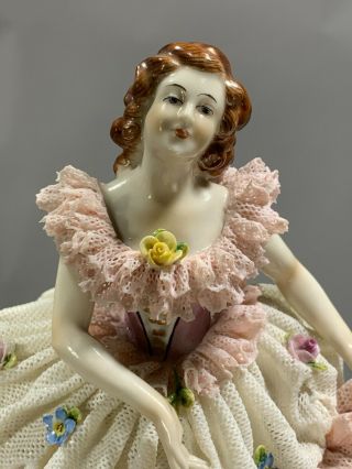 19th Dresden VOLKSTEDT Porcelain Lace Figurine 
