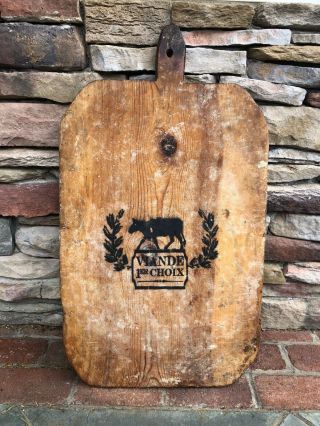 Antique Xlarge European French Stenciled Wooden Bread Board Home Decor 31 "