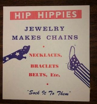 Vintage Hip Hippies Bubblegum Vending Machine Sign 1960s Nos