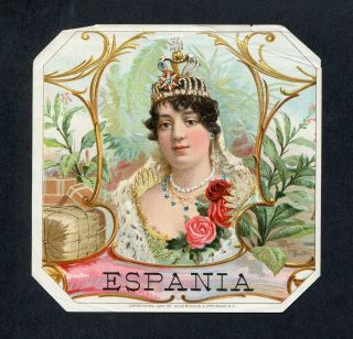Old Espania Cigar Label - Copyright 1890 By Schumacher & Ettlinger,  N.  Y