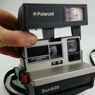 Vintage Polaroid Sun 600 Lms Land Instant Film Camera Black With Strap