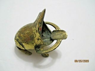 Vintage Etched Brass Frog Single Cigarette Holder/ashtray Red Eyes