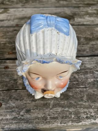 Antique German Bisque Head Humidor Tobacco Jar Baby Doll Porcelain 2