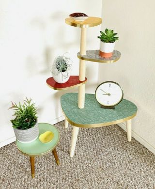 Space Age Plant Stand Mid Century Side Table Formica End Table Accent 50s 60s