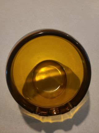 Viking Glass Large Orb Ashtray Honey Amber Vintage Mid - Century Modern