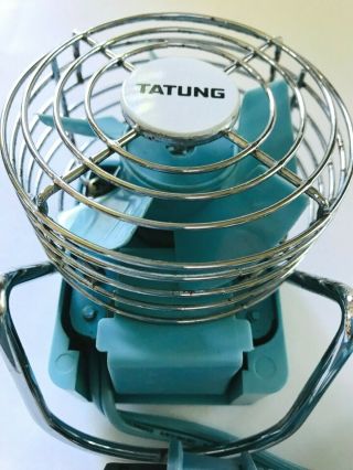 Vintage Tatung Mini Personal Desk Fan Retro Blue 3 