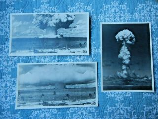 3 Vintage Print Photos 1946 Bikini Atoll Nuclear Explosion Tests Pacific Ocean