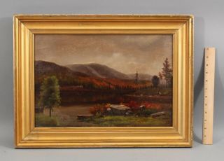 19thc Antique Hudson River School Lake George York Landscape Oil Painting Nr
