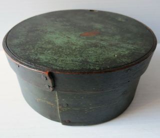 Antique Covered Wood Pantry Box In Old Green Paint