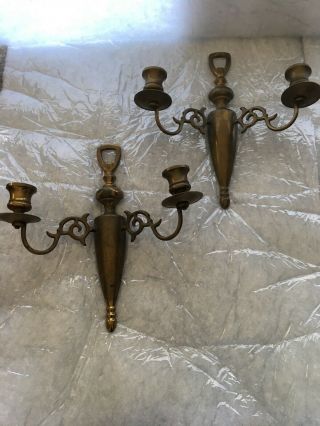 Vintage Double Arm Brass Wall Sconces Candle Holders Classic Style