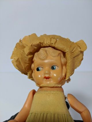 Vintage Celluloid Kewpie Baby Doll Viscaloid Crepe Paper Dress Carnival Prize