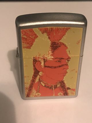 Indian Brave Art Zippo Lighter Unfired 05 Initialed