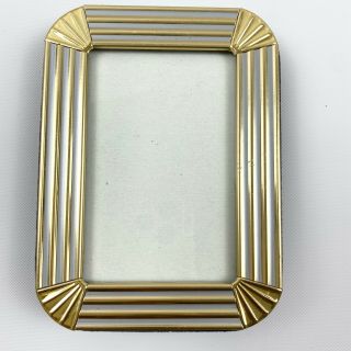 2x3 Vintage Gold And Silver Picture Frame Easel Flawed Velvet Back