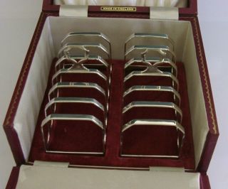 Quality 2 Cased English Solid Sterling Silver Six Slice Toast Racks 1963 Rare