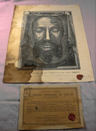 Antique Veronica Veil - True Face Of Christ - With Doa Dated 1899