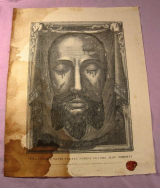 ANTIQUE VERONICA VEIL - TRUE FACE OF CHRIST - WITH DOA DATED 1899 2