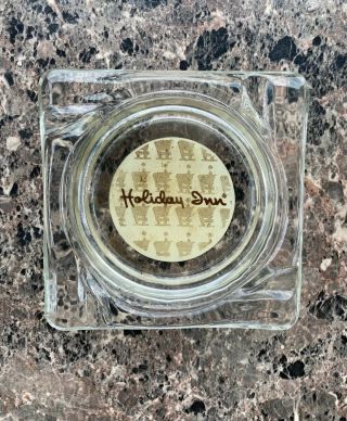 Holiday Inn Hotel Clear Glass Square Ashtray Vintage