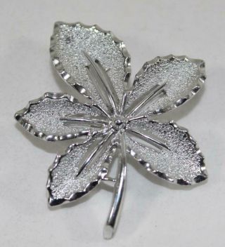 Vintage Sarah Coventry Silver Tone Leaf Brooch Pin Signed