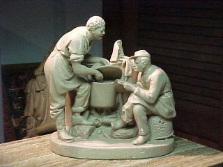 John Rogers Group Of Statuary " Camp Fire Making Friends With The Cook " Civil War