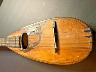 Antique Czech Bohemian Wood 8 Strings Mandolin with Rare and unusual Neck 3