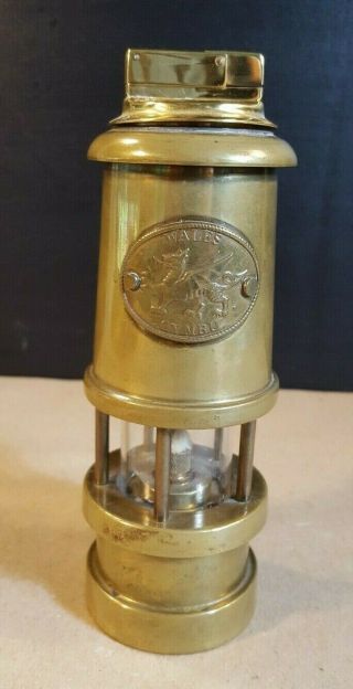 Unusual Vintage 7.  25 Brass Lantern/table Lighter Made In Wales England