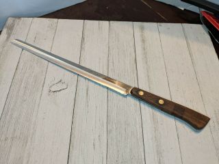 Flint Arrowhead Bread Knife Vanadium Serrated 9” Blade Wood Handle Usa Vintage