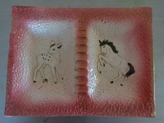 Vintage Ceramic Ashtray Mid Century Pink And Gold Tone Japan