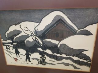 Kiyoshi Saito Mid Century 1957 Woodblock Print Winter In Aizu