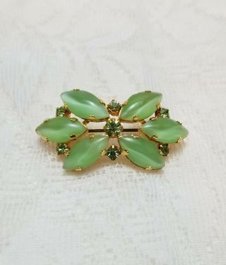 Vintage Green Rhinestone Brooch Pin Made In Austria Jewelry 3
