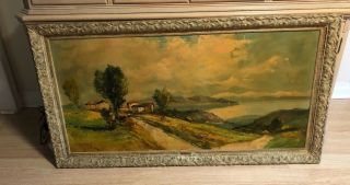 G.  Guidoni Fine Large Antique 20th Century Landscape Oil On Canvas Painting