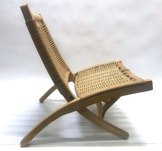 1960s Hans Wegner Style Folding Rope Lounge Chair Made In Yugoslavia