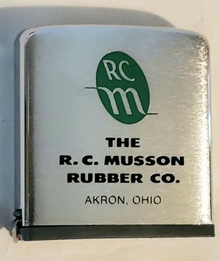 Vintage Zippo Tape Measure Rule The R.  C Musson Ruber Company Akron Ohio