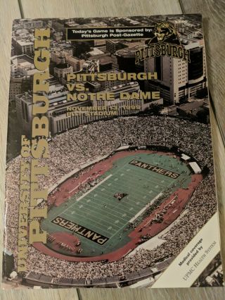 Vintage 1989 Pittsburgh Panthers Pitt Vs Notre Dame.  Irish Football Program