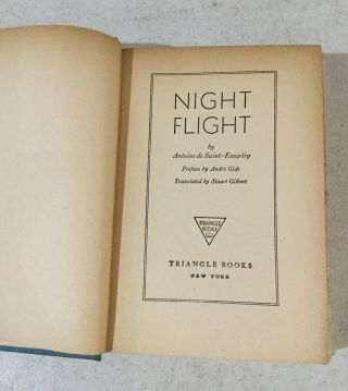 Vintage 1942 Night Flight By Antoine De Saint Exupery Triangle Books Dust Jacket 3
