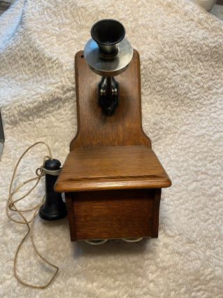 Antique Vintage Old Stromberg - Carlson Wall Oak Wood Telephone.  Made In The Usa