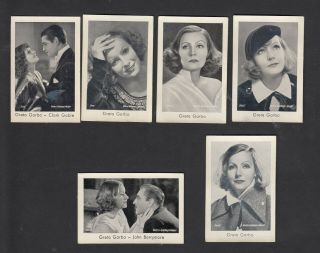 6 Greta Garbo Film Star,  Vintage 1930s Josetti Cigarette Cards