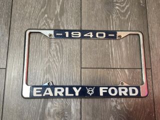 1940 Ford Early V8 Vintage Chrome Metal License Plate Frame Hot Rod Classic