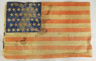 Rare Ephemera Antique American Parade Float Flag Fabric 42 Star 1890