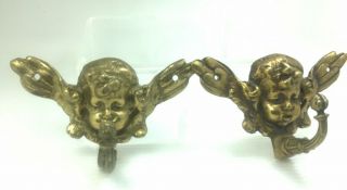 Vintage Glo - Mar Artworks Brass Angels Cherubs - Rod Holders - Towel Coat Hooks