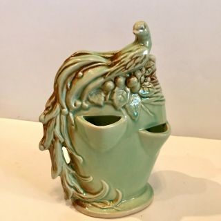 Vintage Mccoy Art Pottery Strawberry Planter W/bird - Green/tan