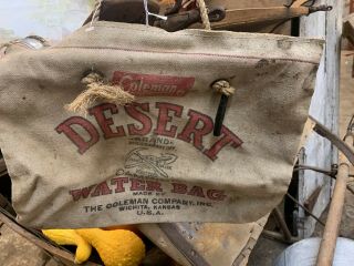 Vintage Coleman Desert Water Bag,  Camping Canvas Bag,  Complete